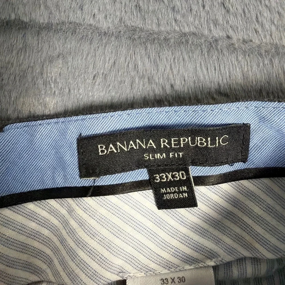 Banana Republic Mens 33x30 Slim Fit Charcoal Gray 100% Wool Dress Pants Trousers